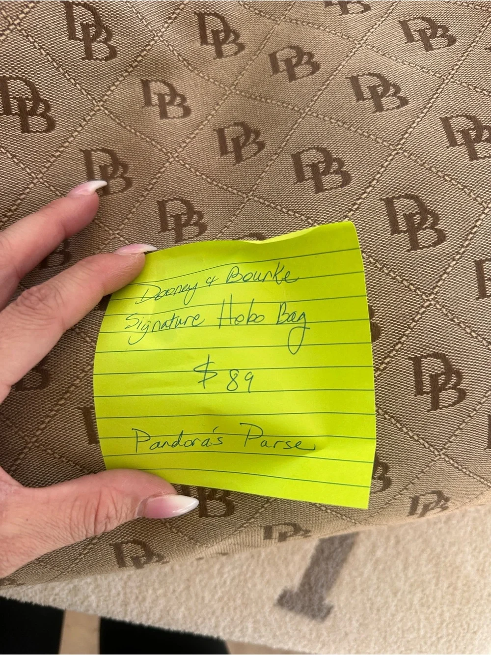 Dooney & Bourke Brown Logo-Print Hobo Bag